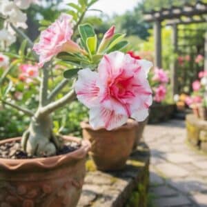 Adenium obesum Pink Panther, Adenium obesum cv. Pink Panther, Rose du désert 'Pink Panther', Culture d'Adenium obesum 'Pink Panther'