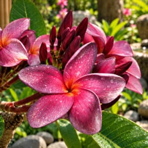 Plumeria rubra cv. Black Purple, Fleurs de Frangipanier 'Black Purple', Plumeria 'Black Purple', Frangipanier 'Black Purple'