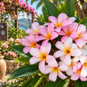 Plumeria rubra, Frangipanier, Fleur de Plumeria rubra 'Pinky', Fleur de frangipanier rose 'Pinky'