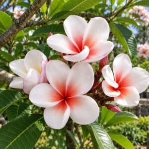 Plumeria rubra cv. The Sun, Fleurs de Frangipanier 'The Sun', Plumeria 'The Sun', Frangipanier 'The Sun'
